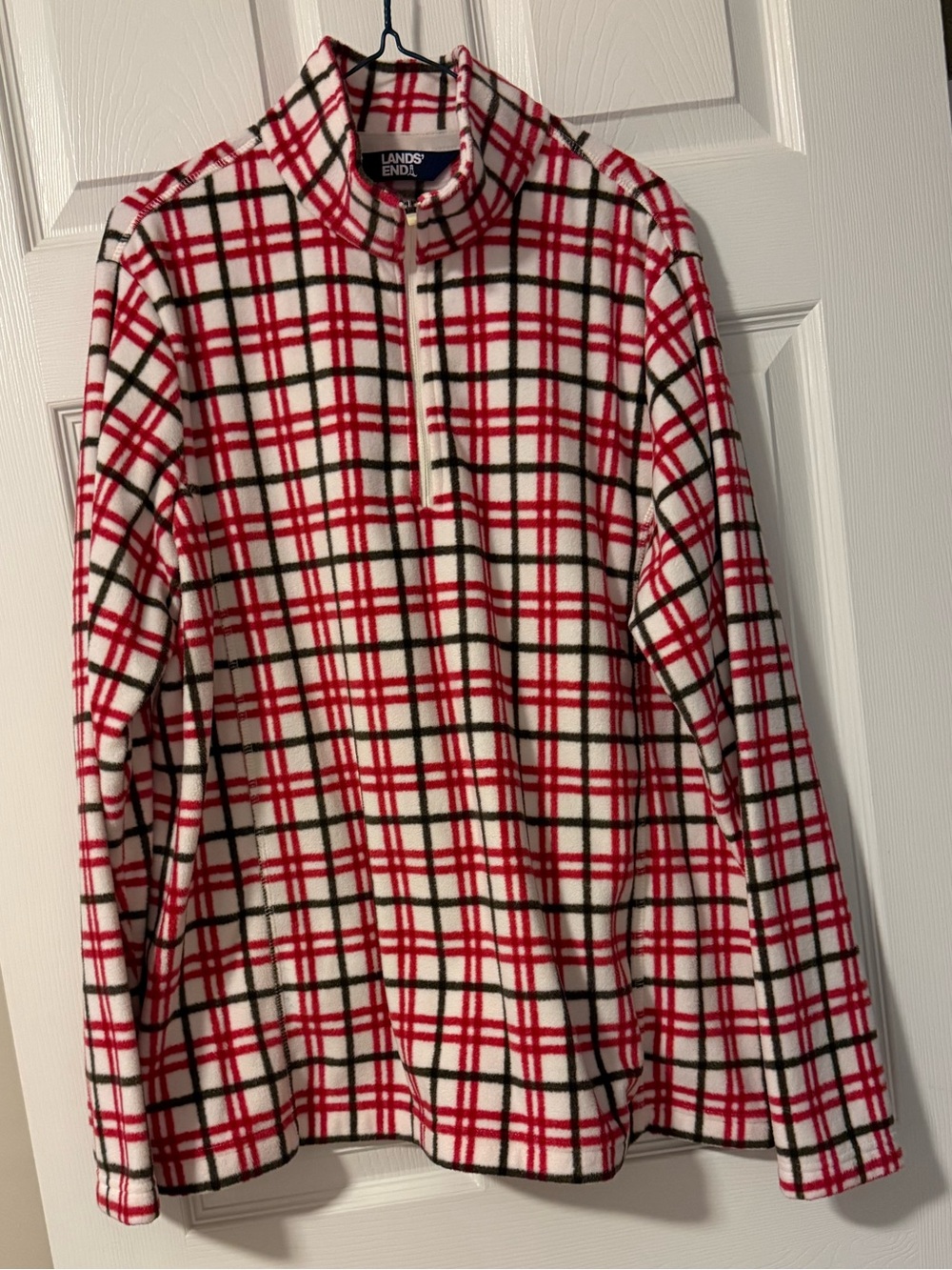 Lands' End Fleece Quarter-Zip with Red and Black Plaid